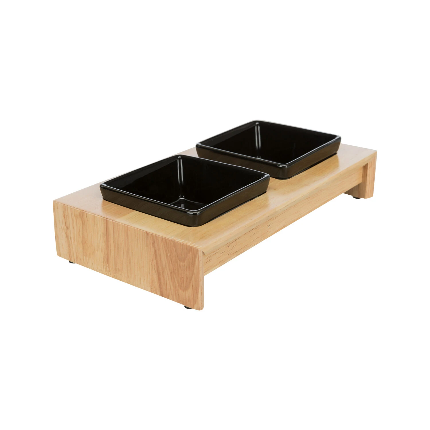 Trixie Voer-Waterbak Set - Keramiek - Hout 4 Trixie Voer-Waterbak Set - Keramiek - Hout - Afbeelding 4